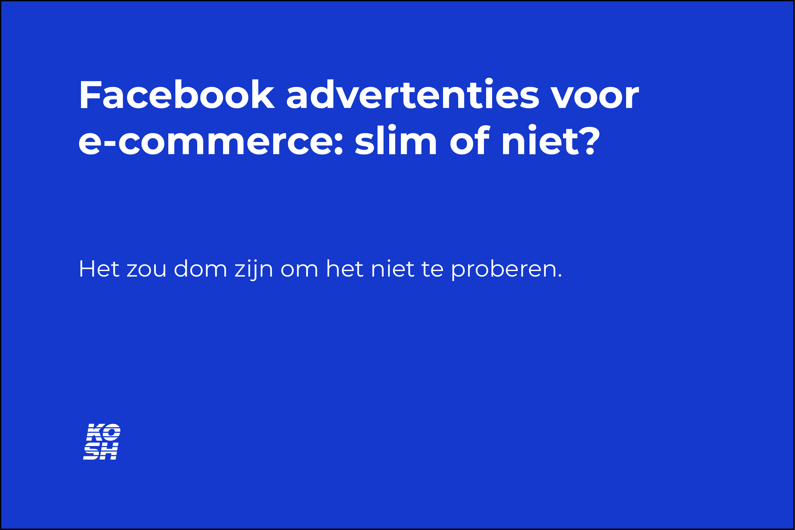 Facebook advertenties voor e-commerce. Het zou dom zijn om het niet te proberen.